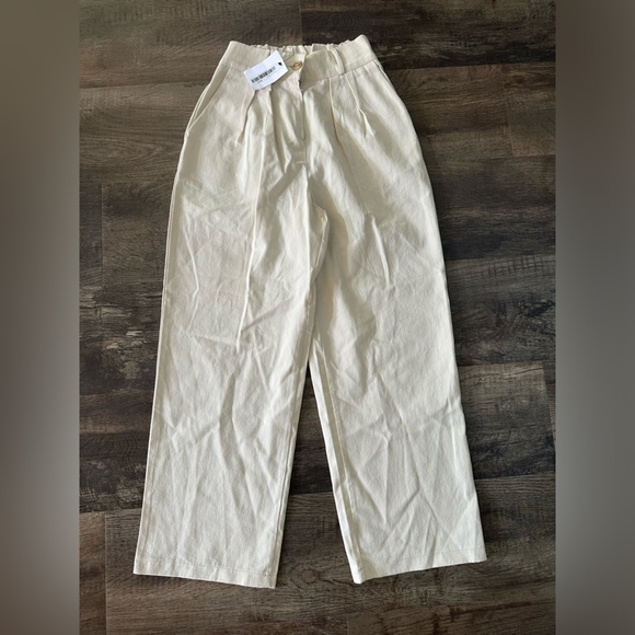 OAK + FORT Pants - Oak & Fort Linen/Cotton Blend High Waist Wide Leg Trousers NWT